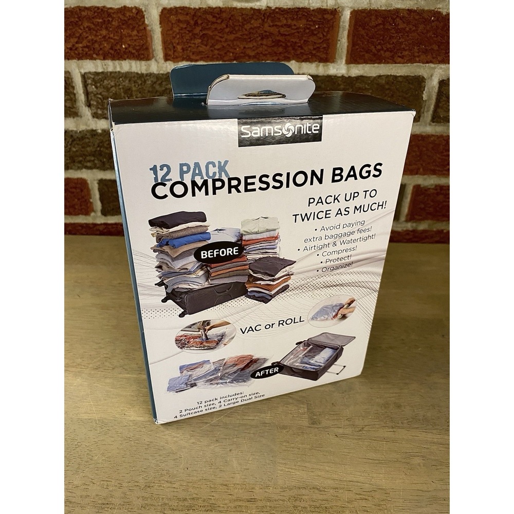 Samsonite Compression Packing Bags, Clear, 12-Piece Kit